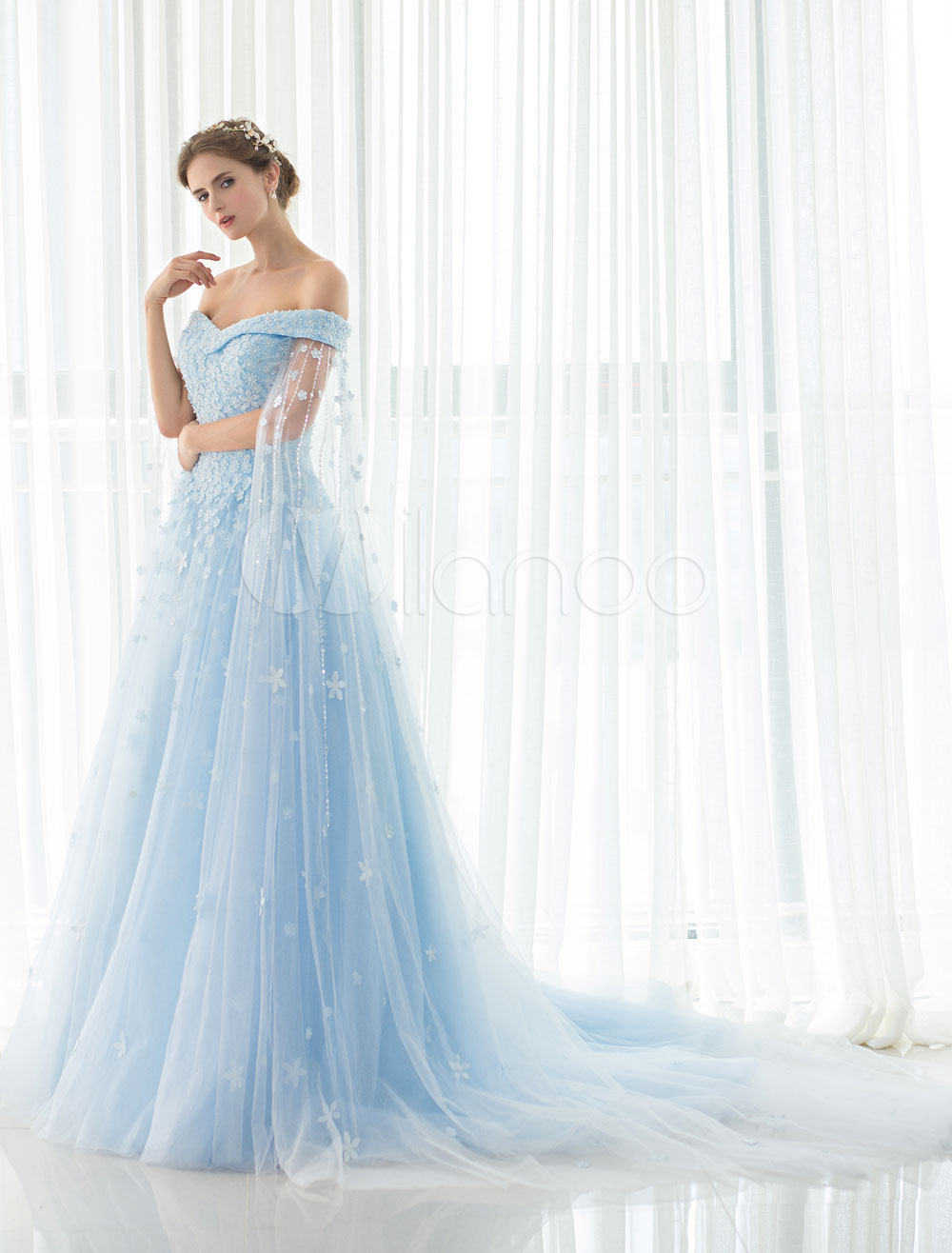 Vestido de noivado azul