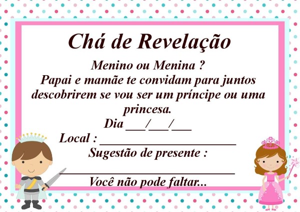 Convite chá de bebê revelação Edite Online