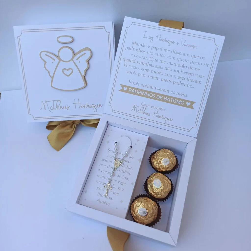 Caixas para padrinhos de batismo