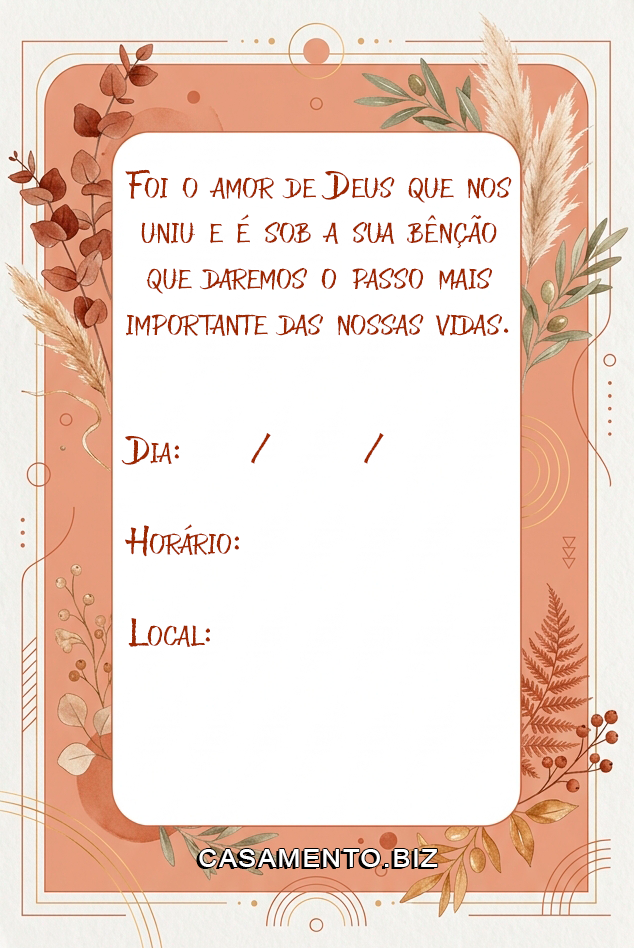 Convite de Casamento Terracota para Editar